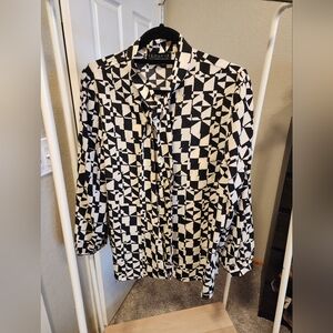 Eloquii Geometric Black and White Blouse